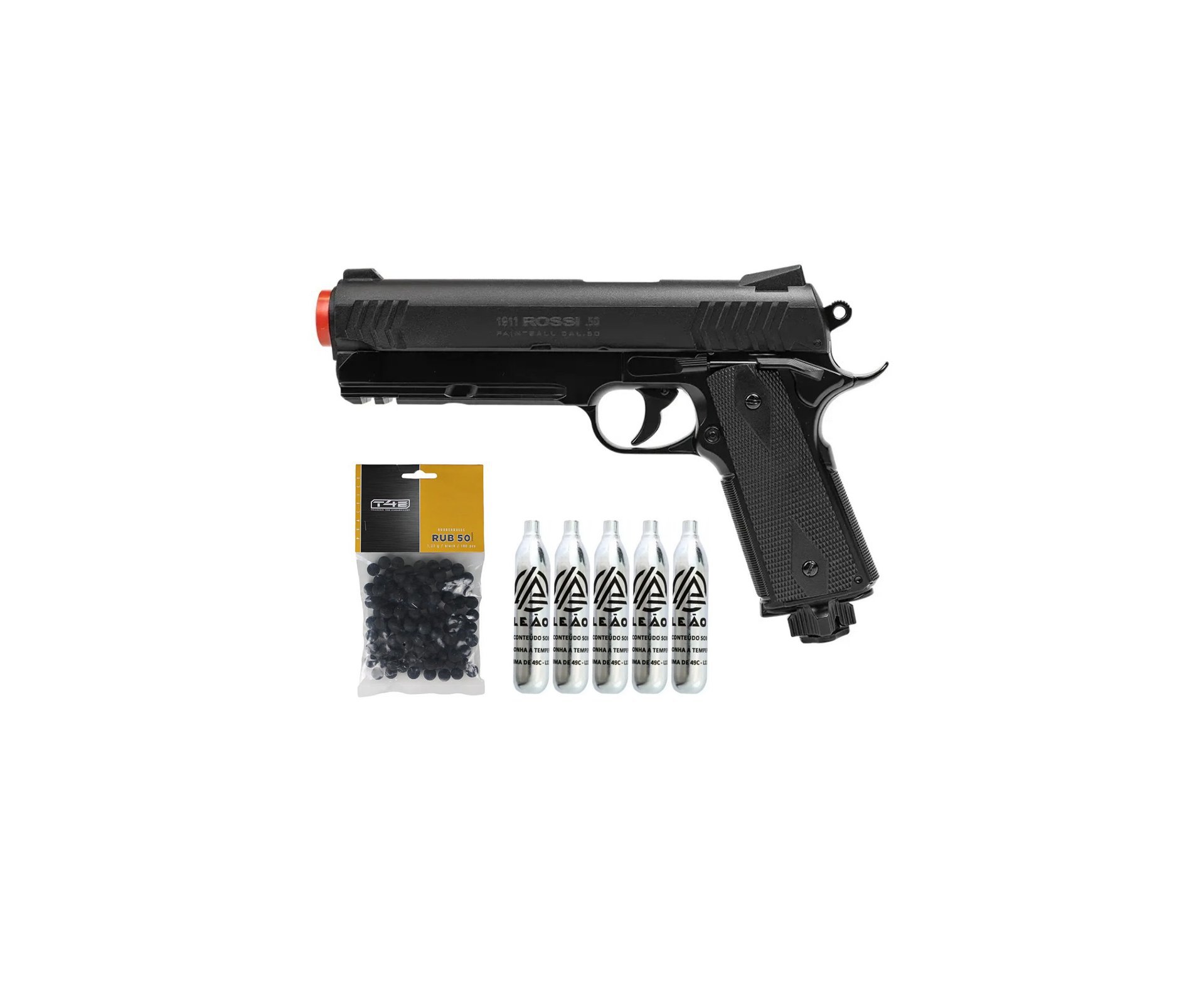Pistola de Pressão Rossi 1911 CO2 .50 Home Defense Paintball + Co2 + Esferas de Borracha + Case + Alvos