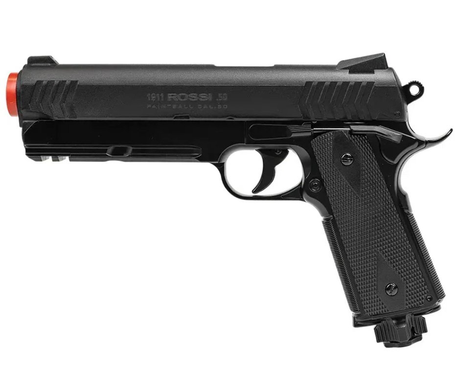 Pistola de Pressão Rossi 1911 CO2 .50 Home Defense Paintball + Co2 + Esferas de Borracha + Case + Alvos + Laser + Kamuff