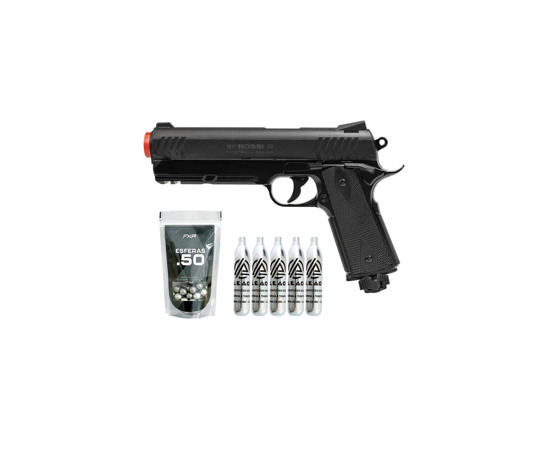 Pistola de Pressão Rossi 1911 CO2 .50 Home Defense Paintball + Co2 + Esferas de Alumínio