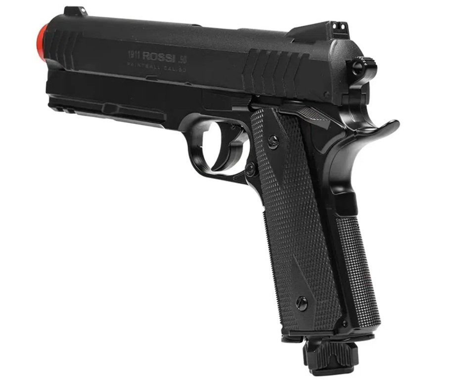 Pistola de Pressão Rossi 1911 CO2 .50 Home Defense Paintball + Co2 + Esferas de Alumínio + Esferas de Borracha + Case + Alvos