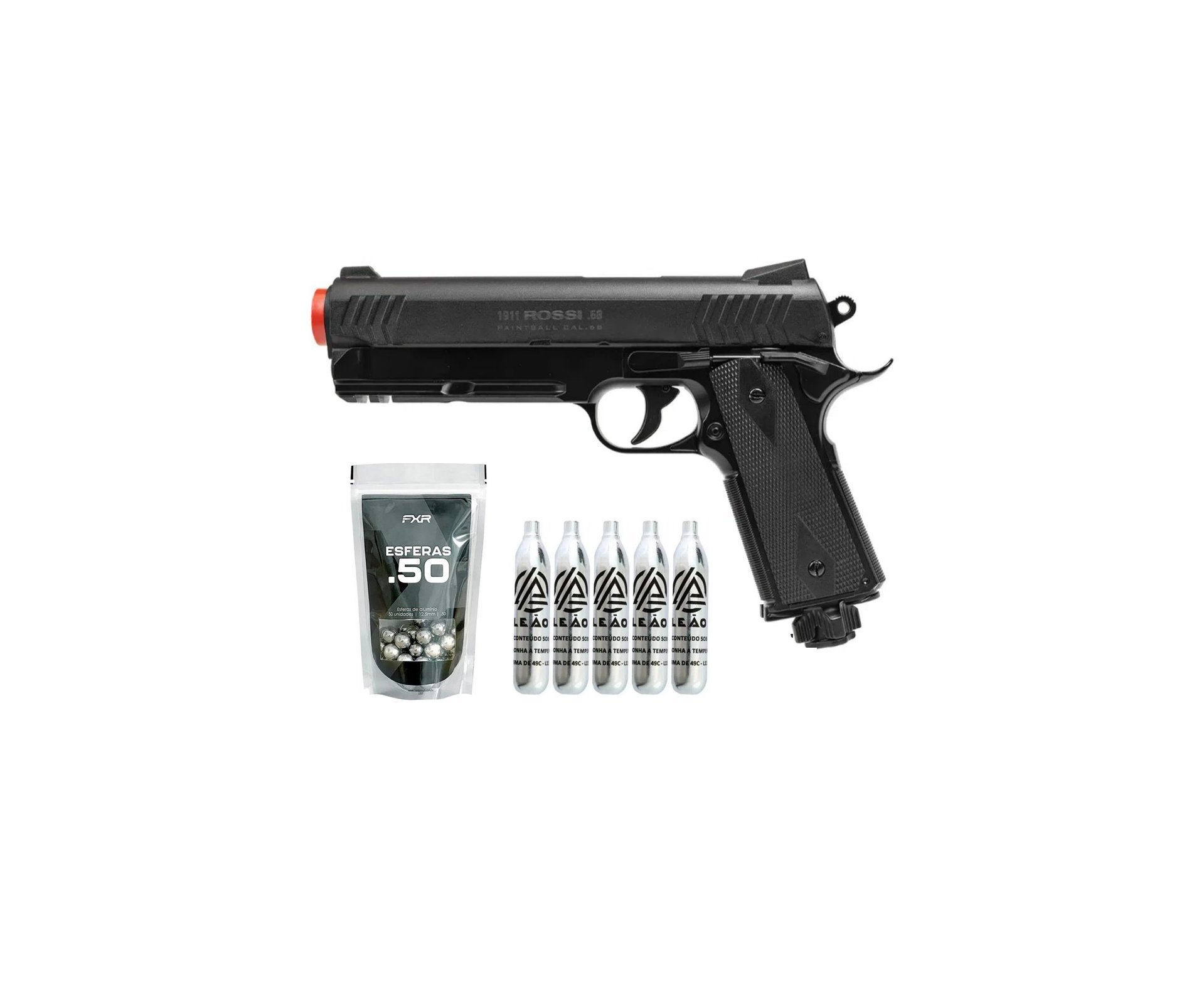 Pistola de Pressão Rossi 1911 CO2 .68 Home Defense Paintball + Co2 + Esferas de Alumínio