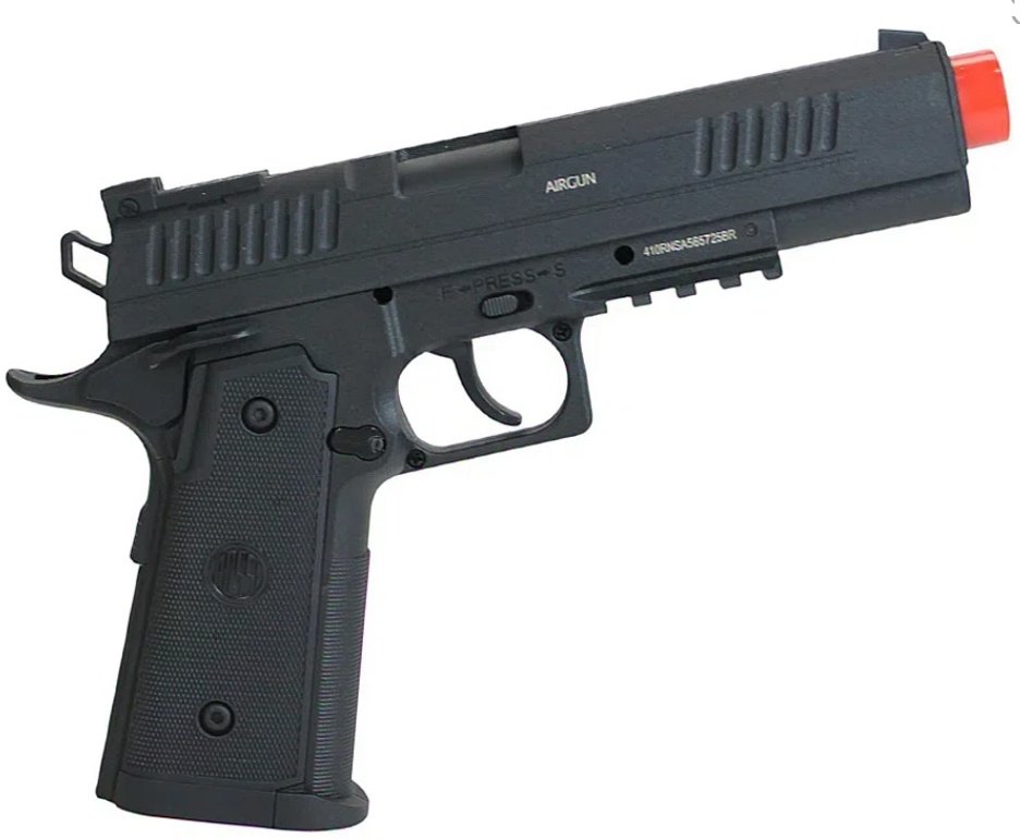 Pistola de Pressão CO2 Rossi 1911 Tatical CO2 6,0mm + Co2 + BBS + Case + Alvos + Laser + Kamuff