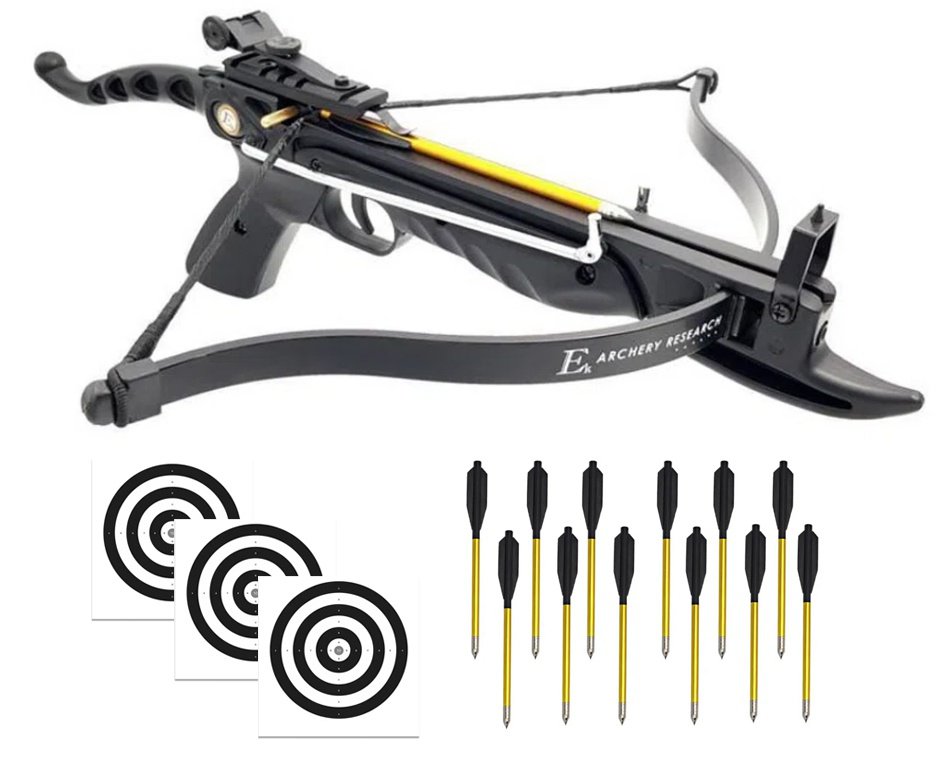 Besta / Balestra 80 libras Cobra De Luxe - EK Archery + Kit 12 Setas De Alumínio + Alvos