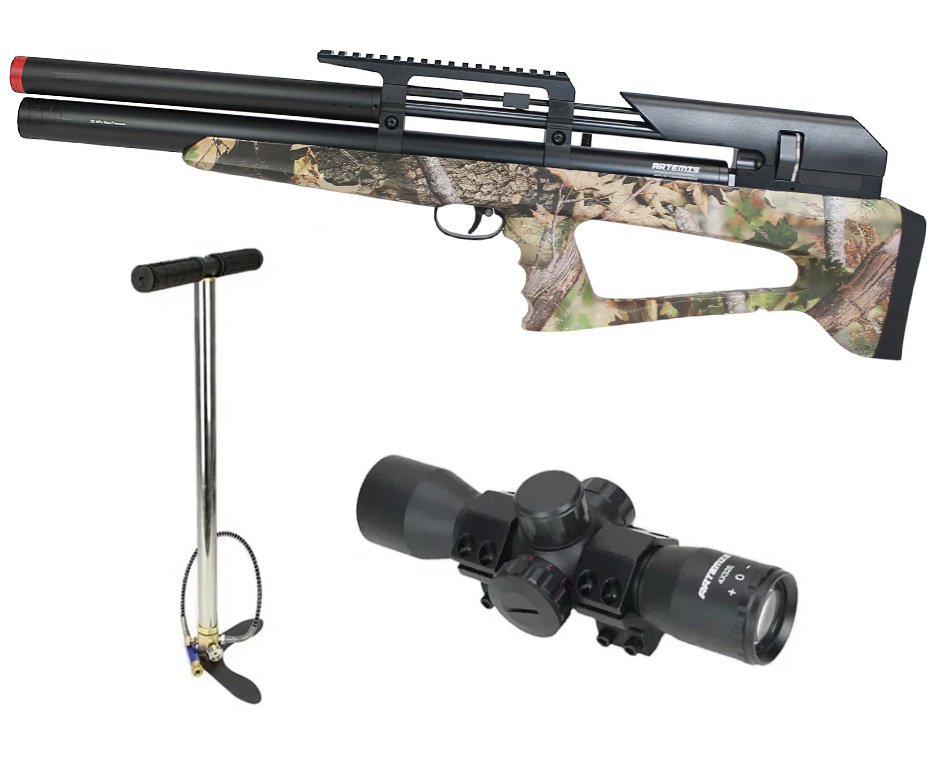 Carabina Pressão PCP P35 CAMO Artemis Bull PUP 5.5 + Bomba + Luneta 4x32