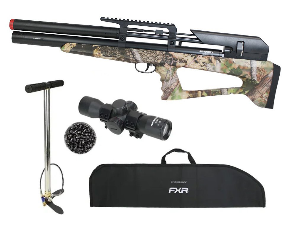 Carabina Pressão PCP P35 CAMO Artemis Bull PUP 5.5 + Bomba + Capa + Luneta 4x32 + Chumbos