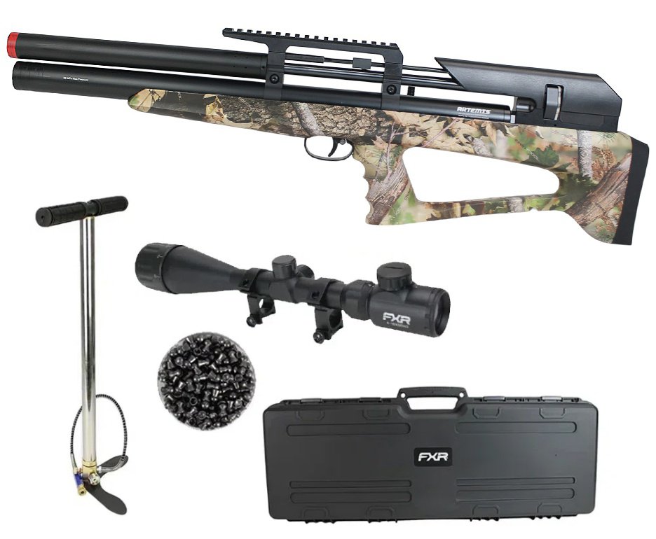 Carabina Pressão PCP P35 CAMO Artemis Bull PUP 5.5 + Bomba + Case + Luneta 4-16x50 + Chumbos