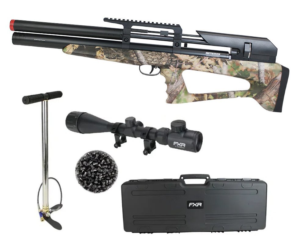 Carabina Pressão PCP P35 CAMO Artemis Bull PUP 5.5 + Bomba + Case + Luneta 4-16x50 + Chumbos