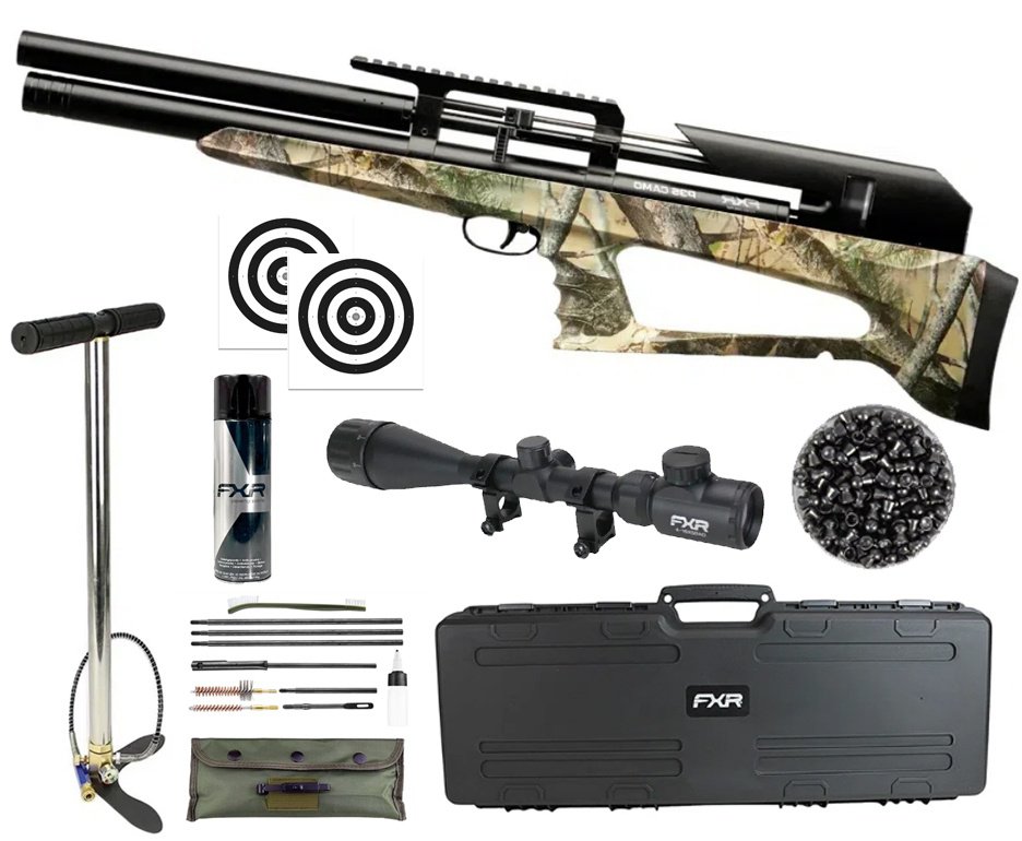 Carabina Pressão PCP P35 CAMO Artemis Bull PUP 5.5 + Bomba + Case + Luneta 4-16x50 + Chumbos + Alvos + Kit de Limpeza + Desengripante / Anticorrosivo