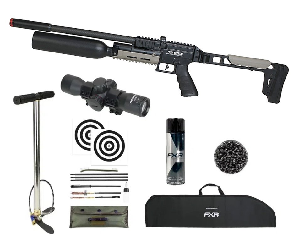 Carabina PCP Artemis AP900B HC Explorer 5,5mm - Artemis + Capa + Bomba + Luneta 4x32 + Chumbos + Alvos + Kit de Limpeza + Desengripante / Anticorrosivo