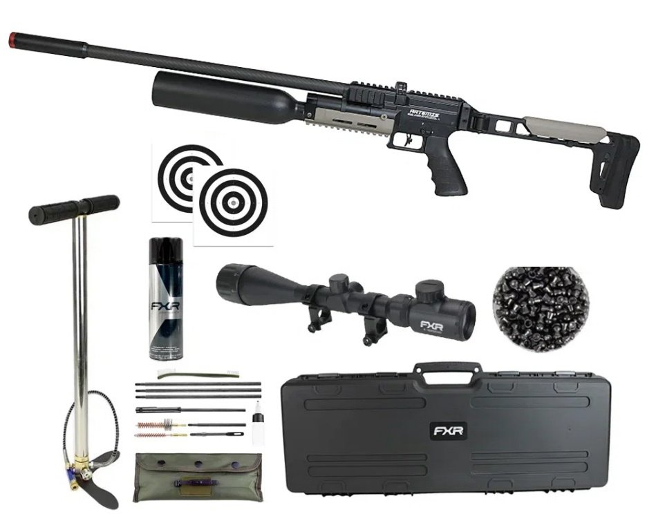 Carabina PCP Artemis AP1000B HC Nomad 5,5mm - FXR Artemis + Case + Bomba + Luneta 6-24x50 + Chumbos + Alvos + Kit de Limpeza + Desengripante / Anticorrosivo