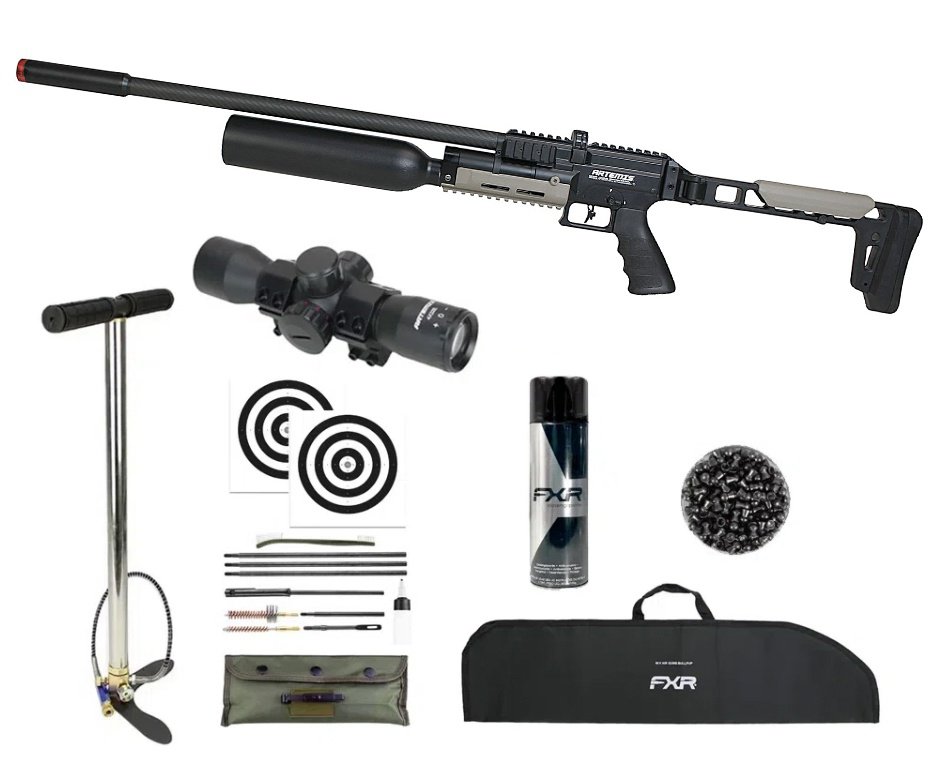 Carabina PCP Artemis AP1000B HC Nomad 5,5mm - FXR Artemis + Capa + Bomba + Luneta 4x32 + Chumbos + Alvos + Kit de Limpeza + Desengripante / Anticorrosivo