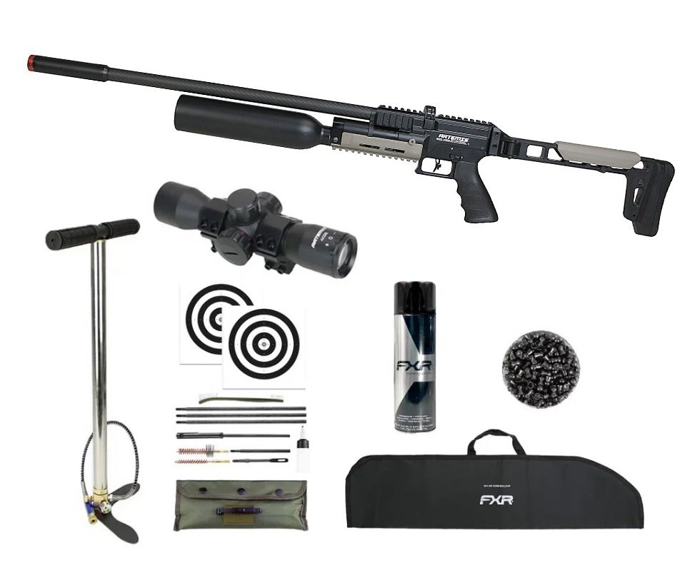 Carabina PCP Artemis AP1000B HC Nomad 5,5mm - FXR Artemis + Capa + Bomba + Luneta 4x32 + Chumbos + Alvos + Kit de Limpeza + Desengripante / Anticorrosivo