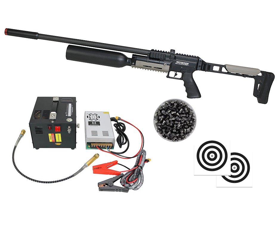 Carabina PCP Artemis AP1000B HC Nomad 5,5mm - FXR Artemis + Compressor Portátil Trivolt Compact + Chumbos + Alvos