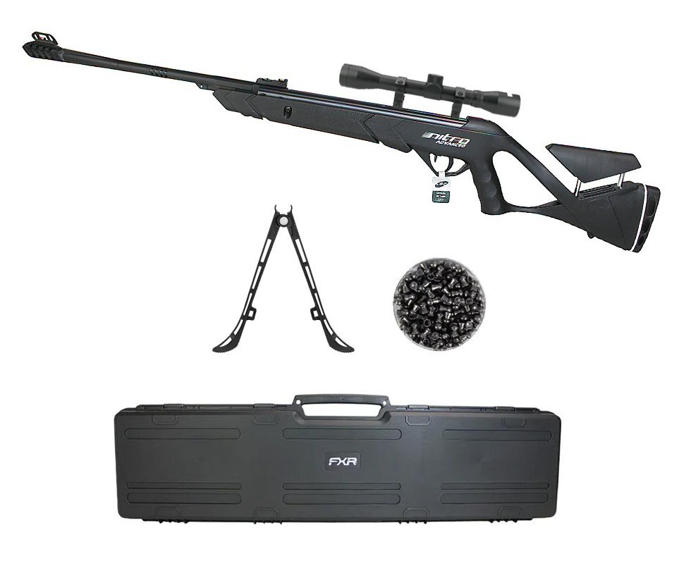 Carabina de Pressão CBC Nitro Advanced 6,35mm + Luneta 4x32 + Case + Chumbo + Alvos + Bipé