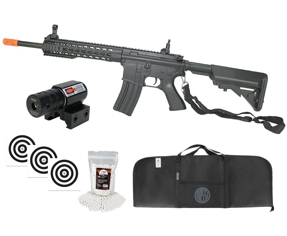 Rifle De Airsoft M4a1 Ris Black Cal 6mm - Bivolt - Cm515 - Cyma + Capa + BBS + Laser + Alvos