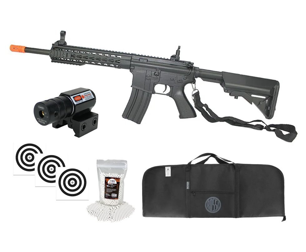 Rifle De Airsoft M4a1 Ris Black Cal 6mm - Bivolt - Cm515 - Cyma + Capa + BBS + Laser + Alvos