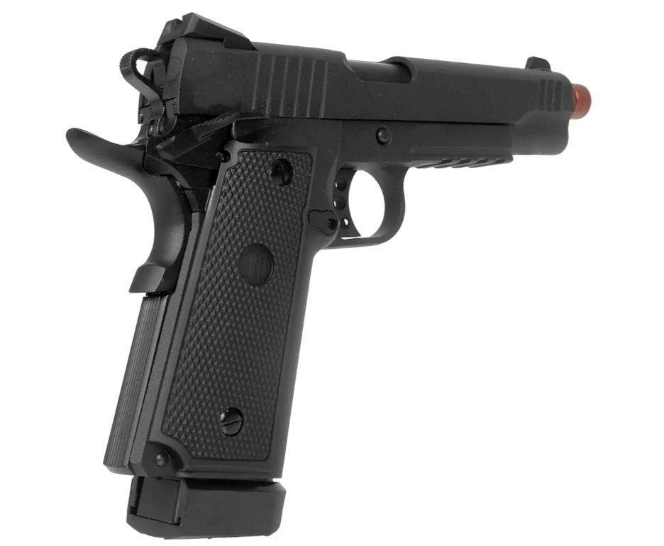 Pistola de Airsoft Gás GBB 1911 Hi-Capa Black OPS Full Metal 6mm - Rossi