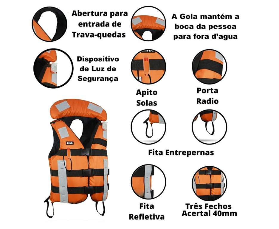 Colete Salva Vidas Náutico Ativa 4 Vertical Completo