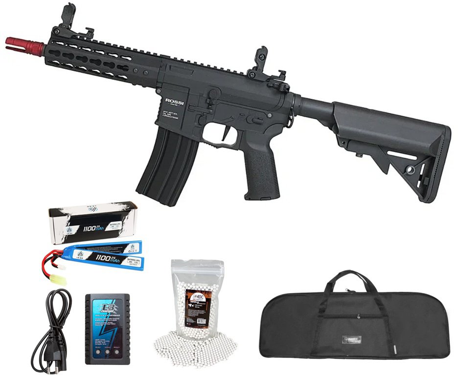 Rifle de Airsoft Neptune AR15 PWD 6,5'' AEG 6mm - Rossi + Bateria + Carregador + BBS + Capa