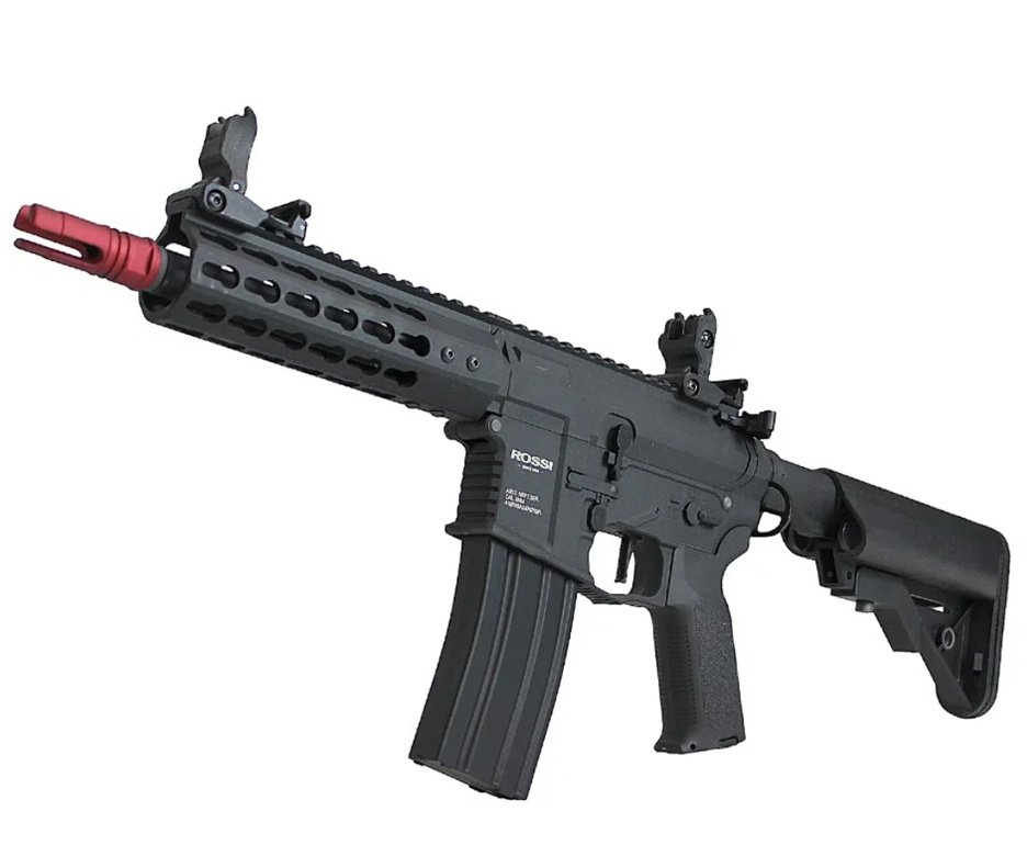 Rifle de Airsoft Neptune AR15 PWD 6,5'' AEG 6mm - Rossi + Bateria + Carregador + BBS + Capa + Red dot + Alvos