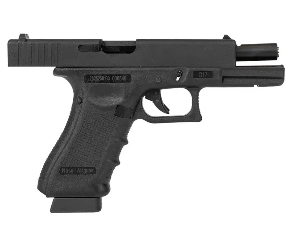 Pistola de Pressão Airgun CO2 GK G17 Blowback 4,5mm - Rossi + CO2 + BBS + Case + Alvos