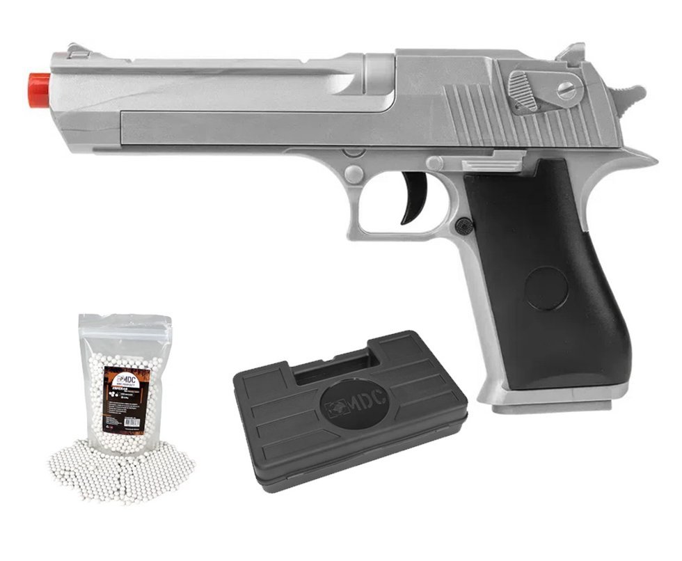 Pistola de Airsoft VG Desert Eagle Silver V30 Mola 6,0mm - Rossi + BBS + Case