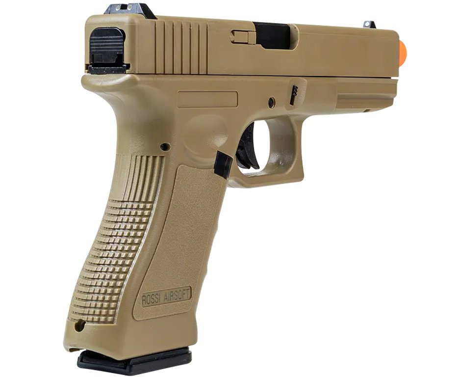 Pistola de Airsoft Green Gas V17 Tan Blowback 6mm - Rossi + GBB + BBS + Case + Alvos