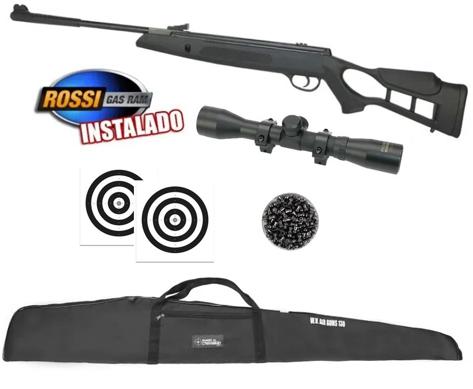 Carabina de Pressão Hatsan Striker Edge 6,35mm Gás Ram 60kg - Rossi + Capa + Luneta 4x32 + Chumbo + Alvos