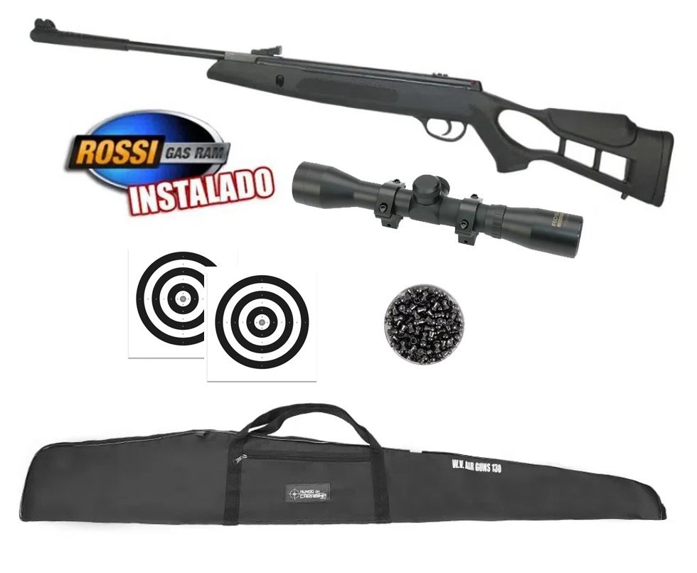 Carabina de Pressão Hatsan Striker Edge 6,35mm Gás Ram 60kg - Rossi + Capa + Luneta 4x32 + Chumbo + Alvos