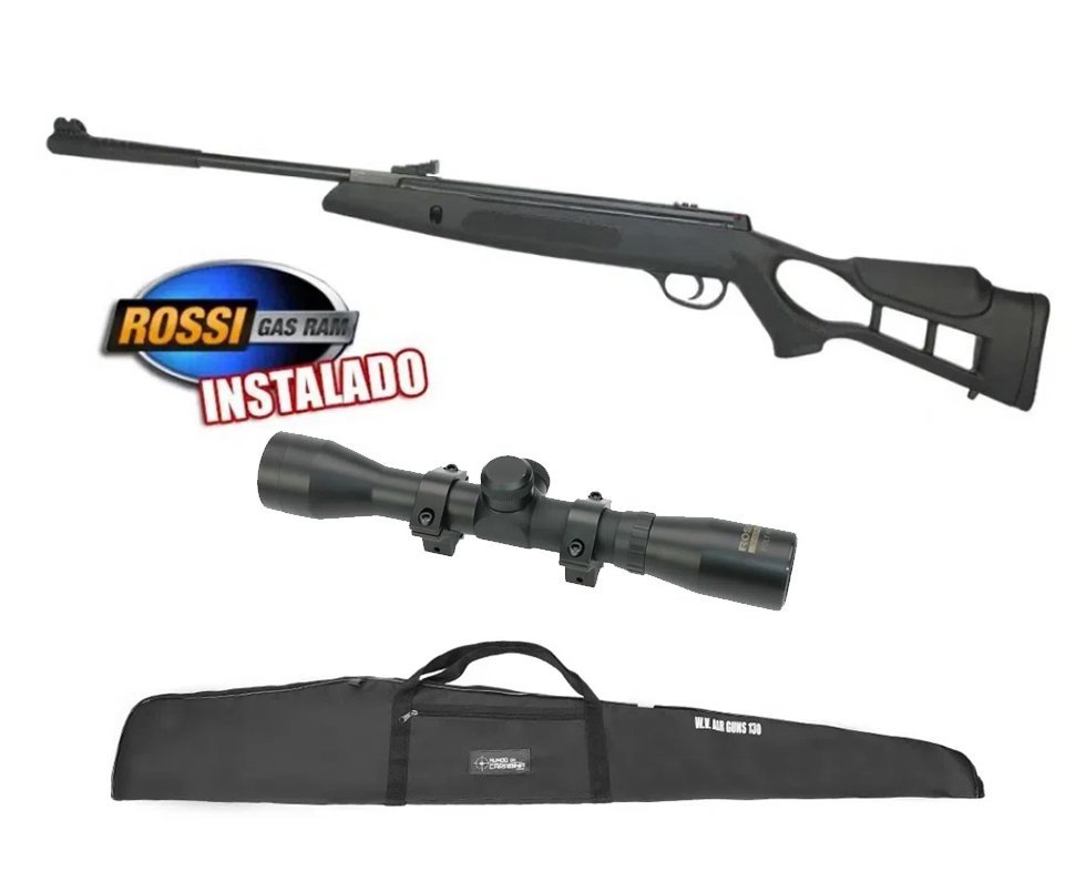 Carabina de Pressão Hatsan Striker Edge 6,35mm Gás Ram 60kg - Rossi + Capa + Luneta 4x32