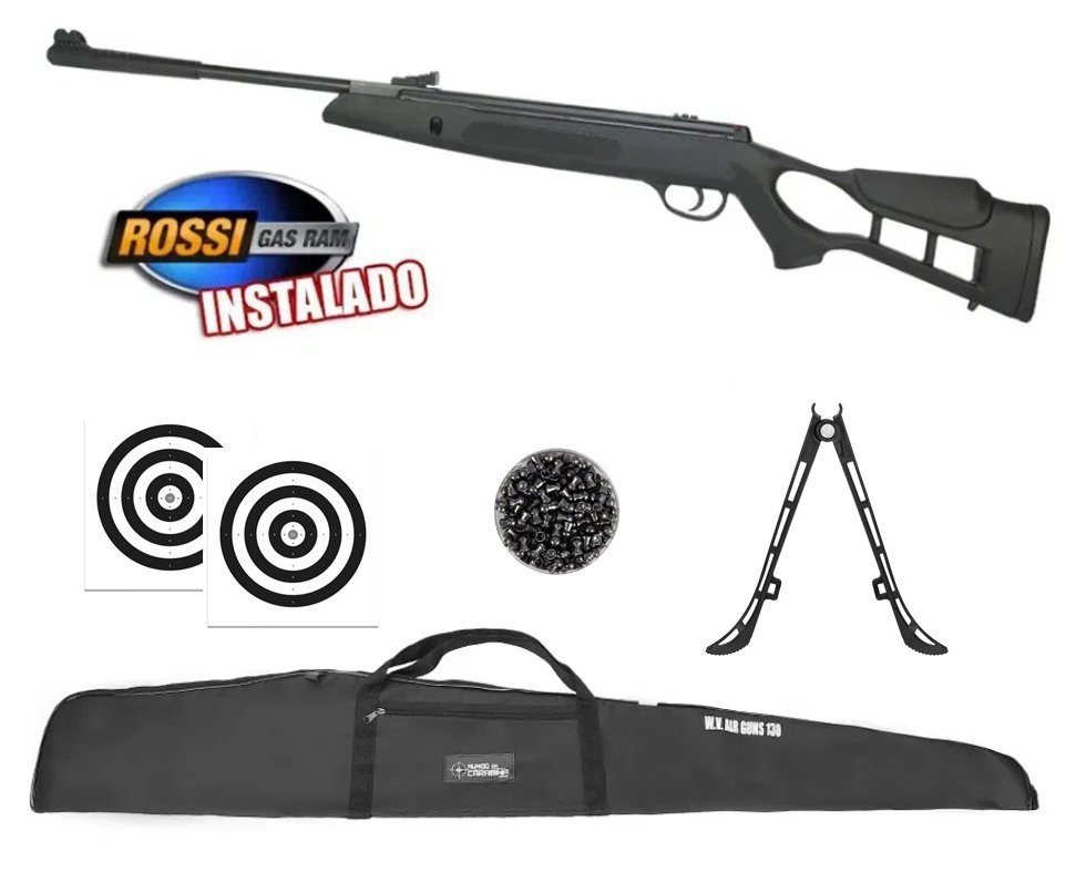 Carabina de Pressão Hatsan Striker Edge 6,35mm Gás Ram 60kg - Rossi + Capa + Chumbo + Alvos + Bipé