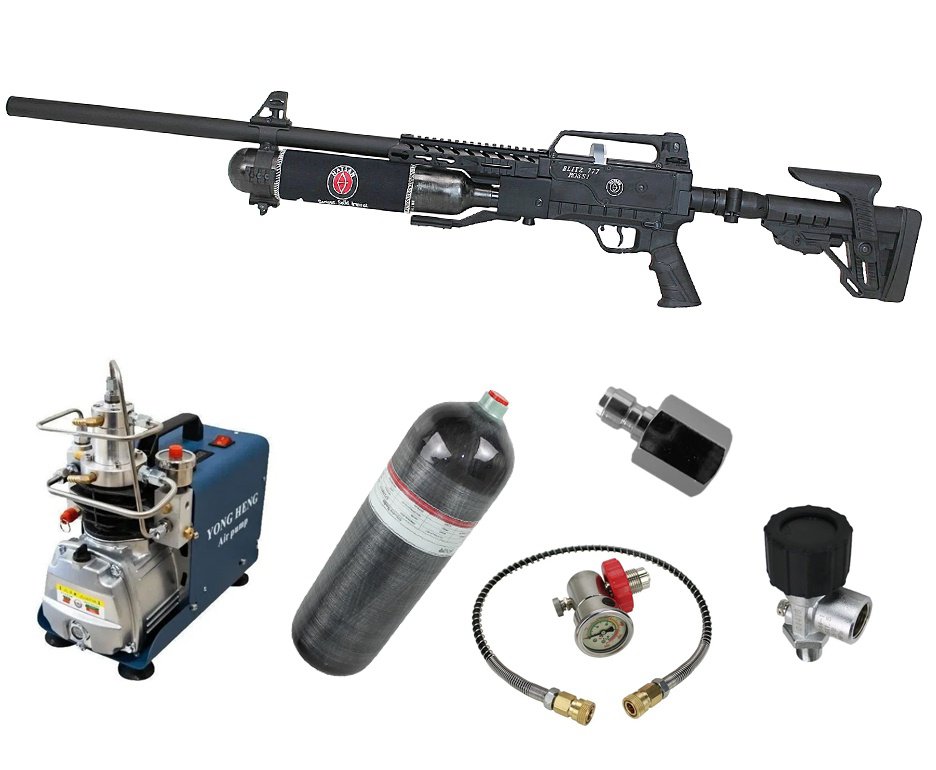 Carabina de Pressão PCP Hatsan Blitz 777 Full Auto 6.35mm - Hatsan + Compressor + Scuba 6,8 L