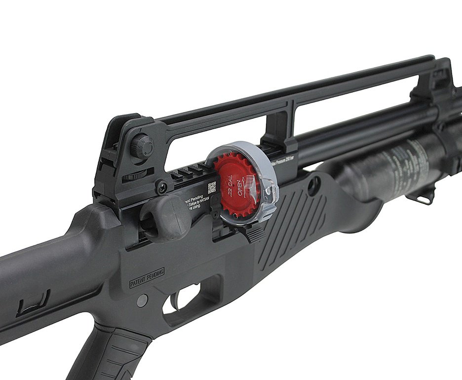 Carabina de Pressão PCP Hatsan Blitz Full Auto 6.35mm - Hatsan + Luneta 1-7x24 + Chumbo + Alvos + Case + Compressor + Scuba 6,8 L