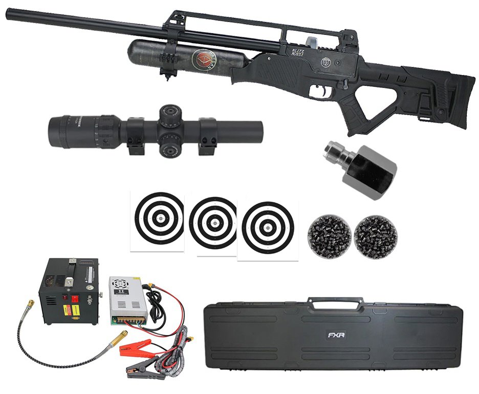 Carabina de Pressão PCP Hatsan Blitz Full Auto 6.35mm - Hatsan + Luneta 1-7x24 + Chumbo + Alvos + Case + Compressor Portátil Trivolt Compact