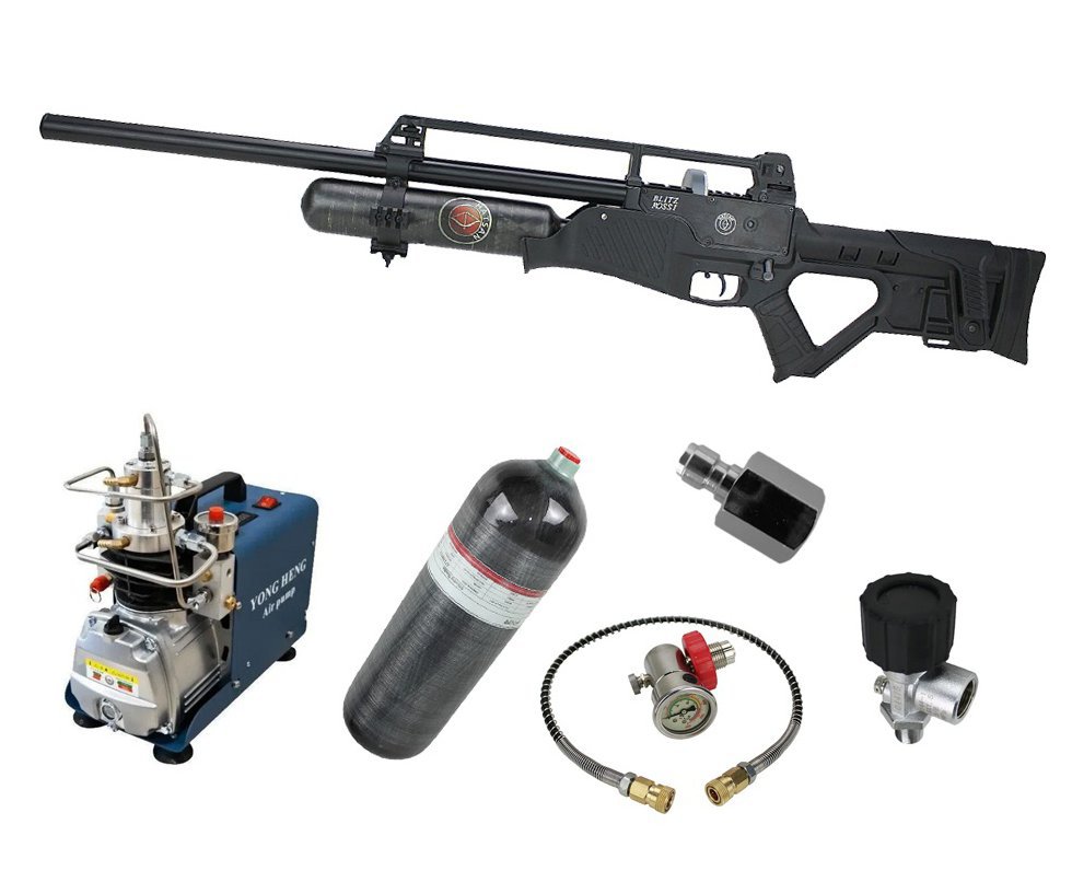 Carabina de Pressão PCP Hatsan Blitz Full Auto 6.35mm - Hatsan + Compressor + Scuba 6,8 L