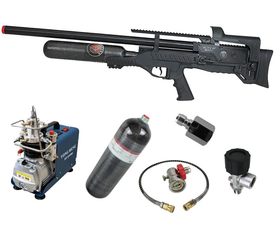 Carabina de Pressão PCP Hatsan Blitz BP Full Auto 6.35mm - Hatsan + Compressor + Scuba 6,8 L