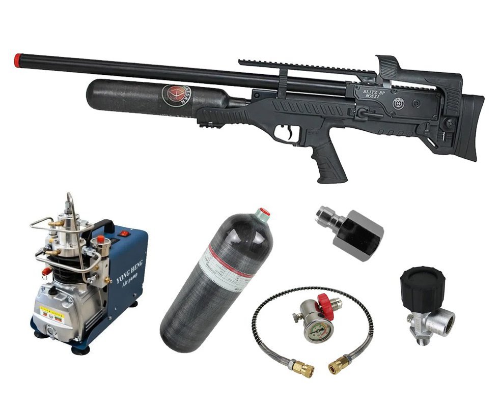 Carabina de Pressão PCP Hatsan Blitz BP Full Auto 6.35mm - Hatsan + Compressor + Scuba 6,8 L