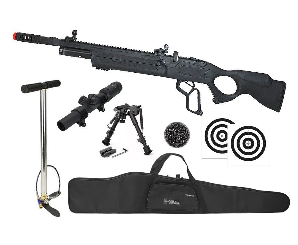 Carabina de Pressão PCP Hatsan Vectis 6.35 + Bomba + Capa + Luneta 1-7x24 + Chumbo + Alvos + Bipé