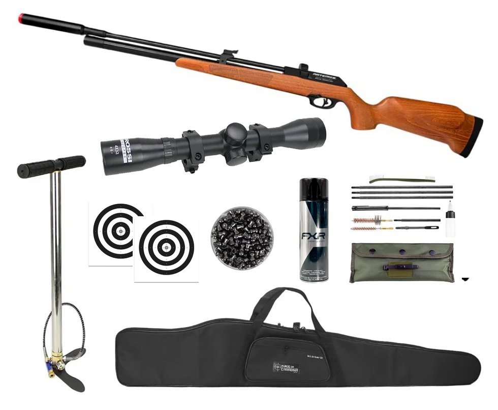 Carabina PCP Artemis PR900W G3 5,5mm - FXR Artemis + Bomba + Capa + Luneta 4x32 + Chumbo + Alvos + Desengripante / Anticorrosivo + Kit da Limpeza
