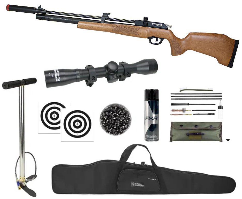 Carabina PCP Artemis PR900W G3 5,5mm - FXR Artemis + Bomba + Capa + Luneta 4x32 + Chumbo + Alvos + Desengripante / Anticorrosivo + Kit da Limpeza