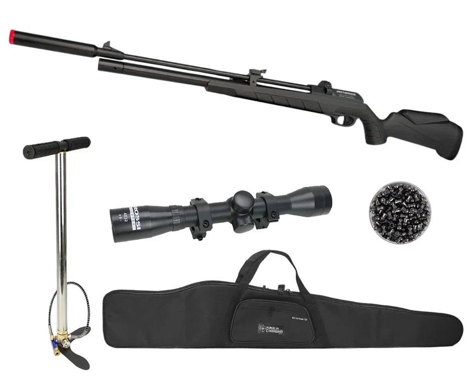 Carabina PCP Artemis PR900S G3 Black 5,5mm - FXR Artemis + Bomba + Capa + Luneta 4x32 + Chumbo