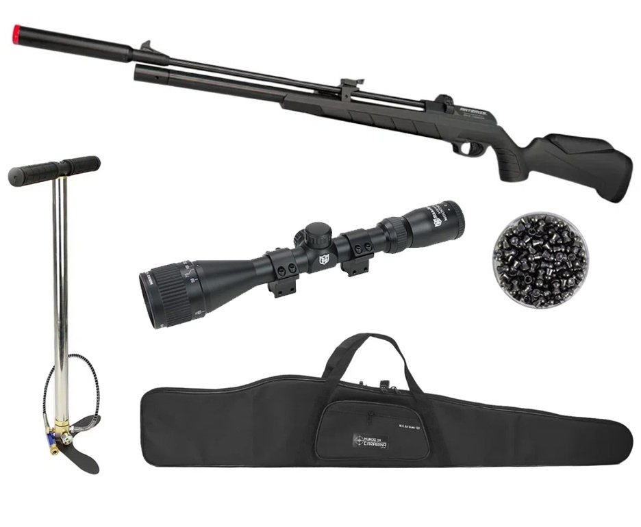 Carabina PCP Artemis PR900S G3 Black 5,5mm - FXR Artemis + Bomba + Capa + Luneta 3-9x40 + Chumbo