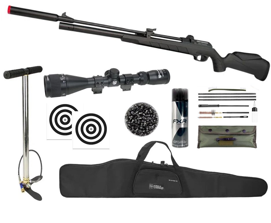 Carabina PCP Artemis PR900S G3 Black 5,5mm - FXR Artemis + Bomba + Capa + Luneta 3-9x40 + Chumbo + Alvos + Desengripante / Anticorrosivo + Kit da Limpeza