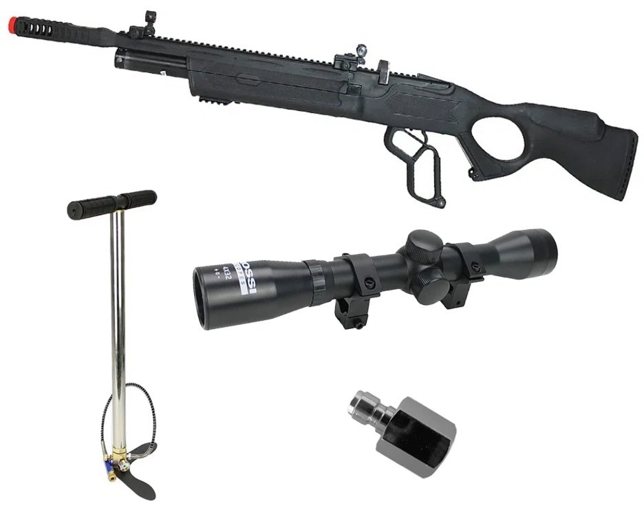 Carabina de Pressão PCP Hatsan Vectis 6.35mm Lever Action - Rossi + Bomba + Luneta 4x32
