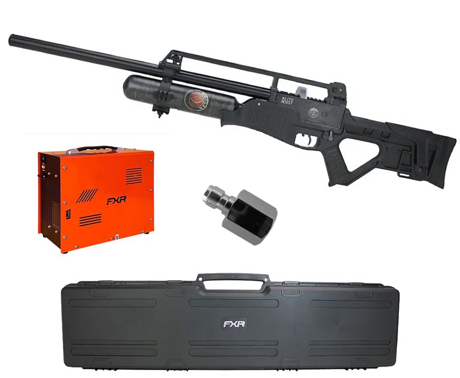 Carabina de Pressão PCP Hatsan Blitz Full Auto 6.35mm - Hatsan + Case + Compressor Trivolt Auto Stop 2 Coolers