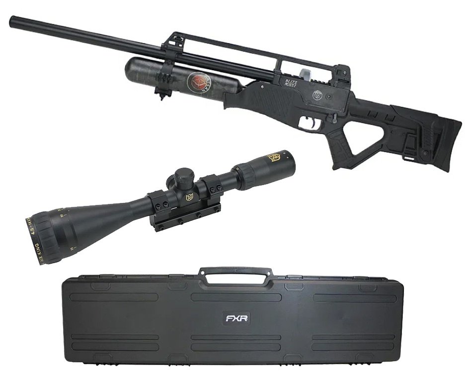 Carabina de Pressão PCP Hatsan Blitz Full Auto 6.35mm - Hatsan + Case + Luneta Nikko Sterling Airking 4.5-14x50