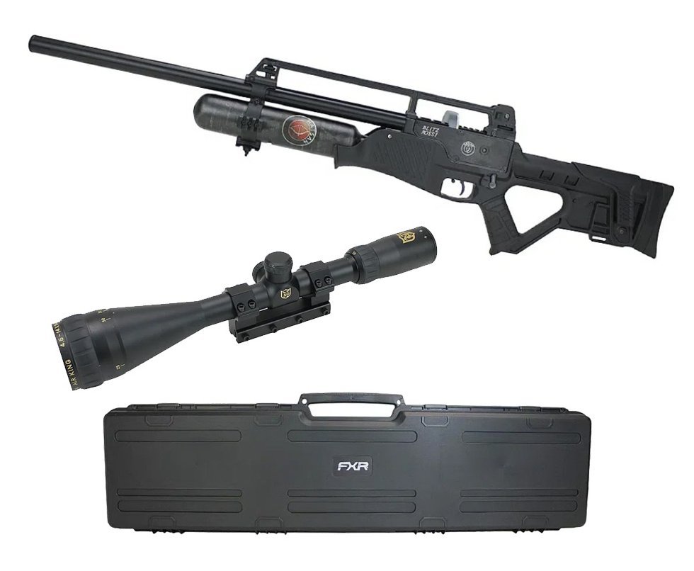 Carabina de Pressão PCP Hatsan Blitz Full Auto 6.35mm - Hatsan + Case + Luneta Nikko Sterling Airking 4.5-14x50