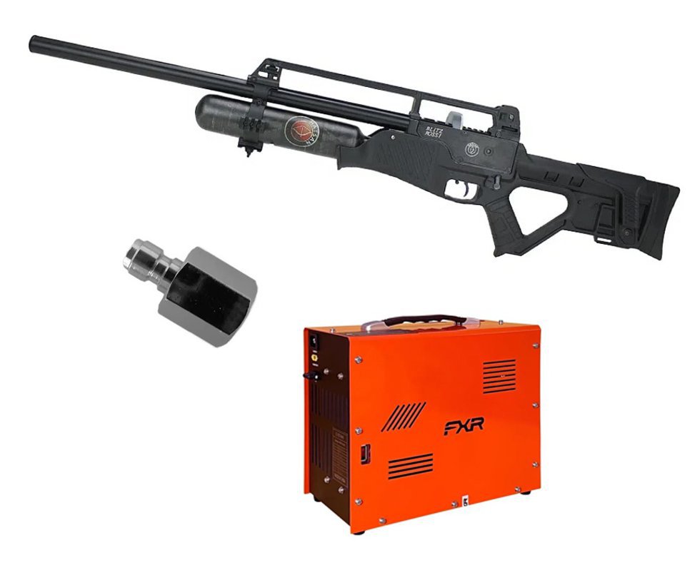 Carabina de Pressão PCP Hatsan Blitz Full Auto 6.35mm - Hatsan + Compressor Trivolt Auto Stop 2 Coolers