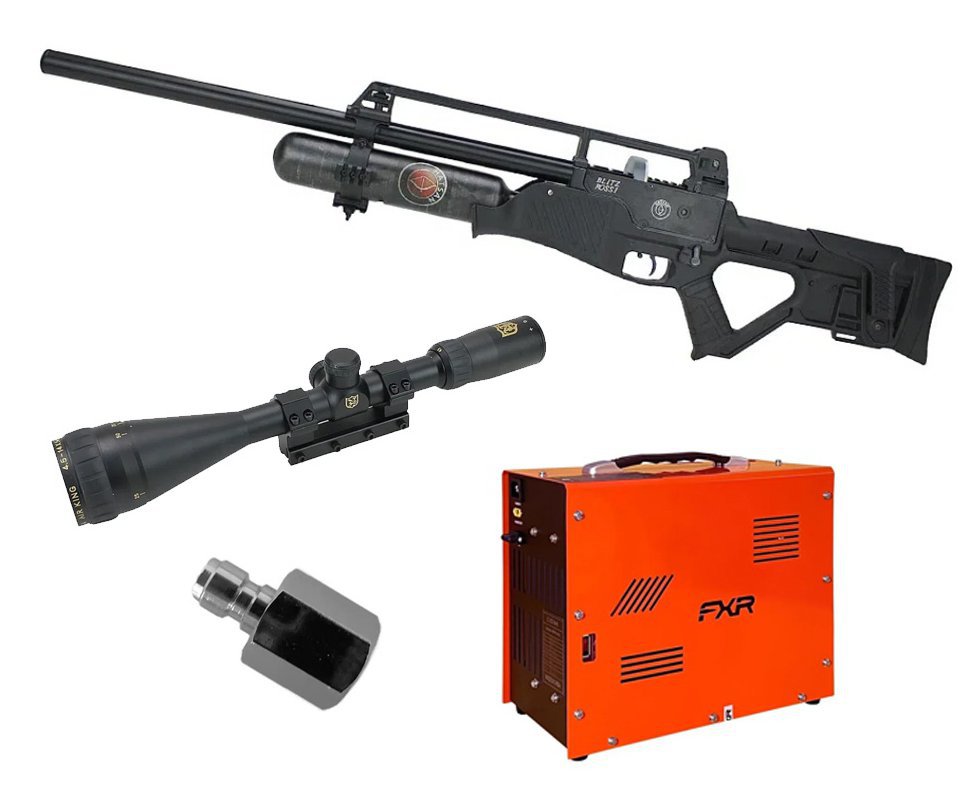 Carabina de Pressão PCP Hatsan Blitz Full Auto 6.35mm - Hatsan + Compressor Portátil Trivolt 2 Coolers + Luneta Nikko Sterling Airking 4.5-14x50
