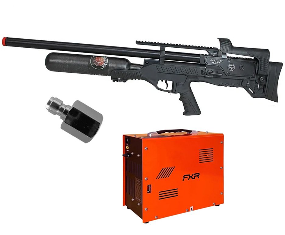 Carabina de Pressão PCP Hatsan Blitz BP Full Auto 6.35mm - Hatsan + Compressor Portátil Trivolt 2 Coolers